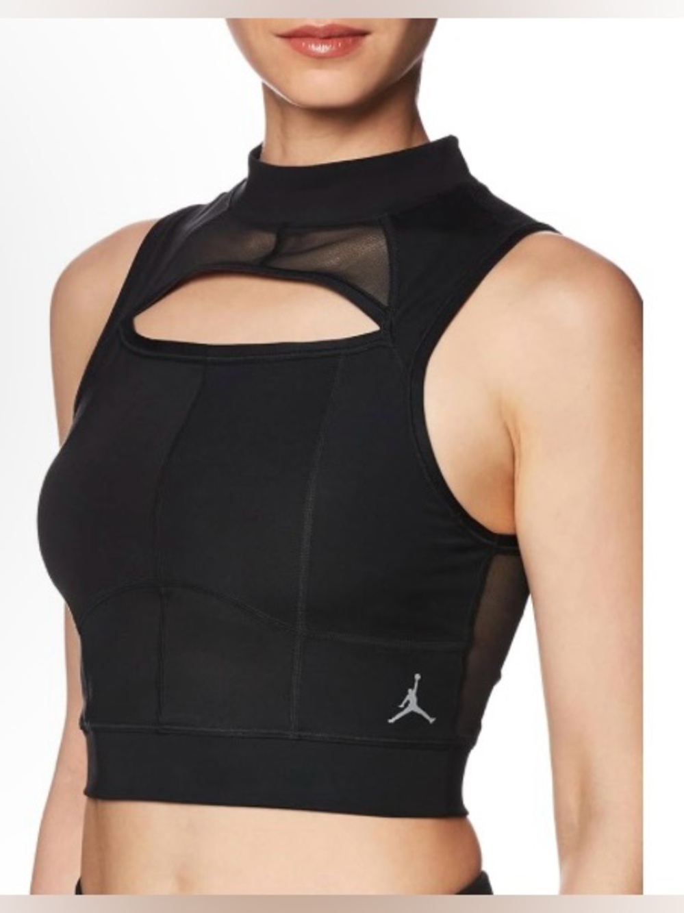 Jordan 🔥 Black Mock-Neck Cutout Crop Top